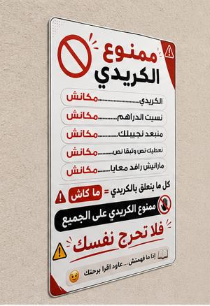 لوحة ممنوع الكريدي